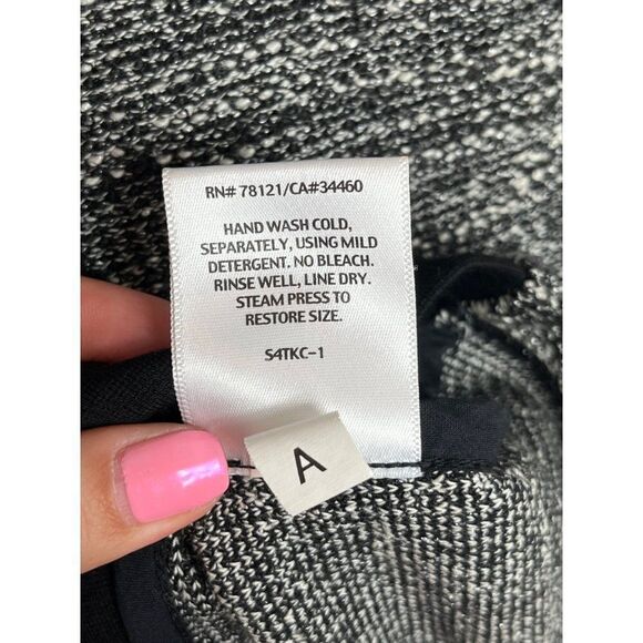 Eileen Fisher Boucle Tweed Sheath Dress Ponte Panels Size XS Black Career Chic - Picture 8 of 9